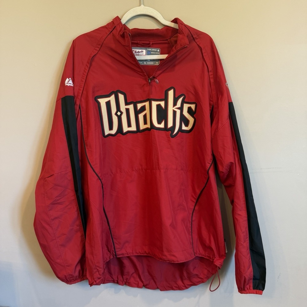 Majestic Arizona Diamondbacks 1/4 Zip Pullover Jacket Mens LARGE Red Cool Base